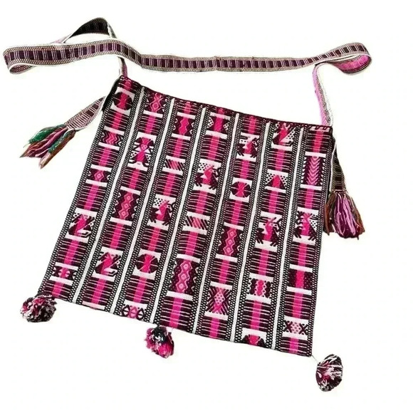 Handmade Crossbody Aztec Western Messenger Bag Llama Tribal Boho Pink‎ Purse - Picture 1 of 5